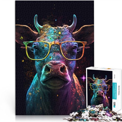 Puzzle 2000 Teile für Erwachsene, Kühe mit Brille, Puzzle, praktisches Spiel, tolles Geschenk für Spiele, 27,56 x 39,37 Zoll, für Teenager ab 14 Jahren von SYUNFEI