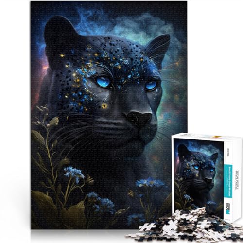 Puzzle für Erwachsene mit 2000 Teilen, schwarzer Leopard und Blume, Denkspiel, tolles Geschenk für die ganze Familie, 70 x 100 cm, für Teenager ab 14 Jahren von SYUNFEI