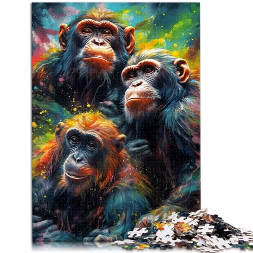 1000-teiliges Puzzle für Erwachsene, Affen malen, Lernspiel, Herausforderungsspielzeug mit passendem Poster und Quizblatt, 14,96 x 20,47 Zoll 1000-teiliges Puzzle für Erwachsene, Affen malen, Lernspiel, Herausforderungsspielzeug mit passendem Poster und Quizblatt, 14,96 x 20,47 Zoll von SYUNFEI