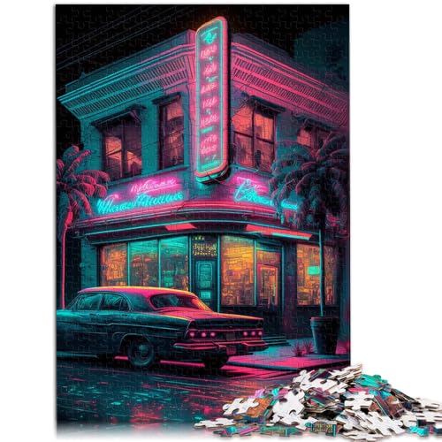 Puzzle 1000 Teile für Erwachsene, Auto vor der Bar, Puzzle als Geschenk, geeignet als Schreibtischdekoration, 50 x 75 cm, für Teenager ab 14 Jahren von SYUNFEI