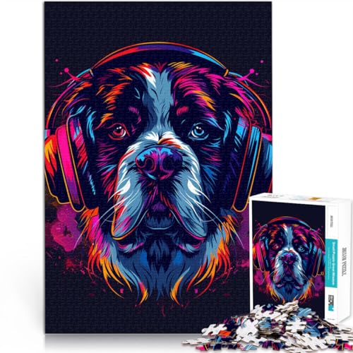 Puzzle für Erwachsene, 1000 Teile, Bernhardiner-Kopfhörer, schwierig und herausfordernd, tolle Geschenke und Spielzeuge, 50 x 75 cm, für Teenager ab 14 Jahren von SYUNFEI