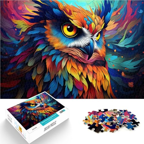 Puzzle für Erwachsene mit 1000 Teilen, Bizarre, Bunte Eule, Denkspiel, Lernspiel für Geburtstag, Weihnachten,38x52cm von SYUNFEI