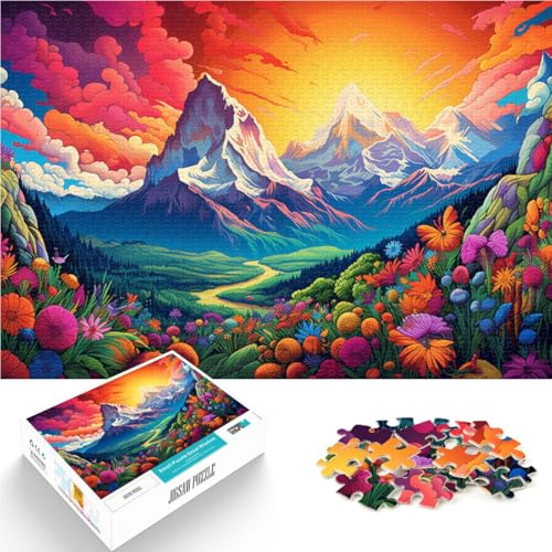 Puzzle 2000 Teile für Erwachsene, Blumen und Berge, Lernpuzzle, 27,56 x 39,37 Zoll, für Teenager ab 14 Jahren von SYUNFEI