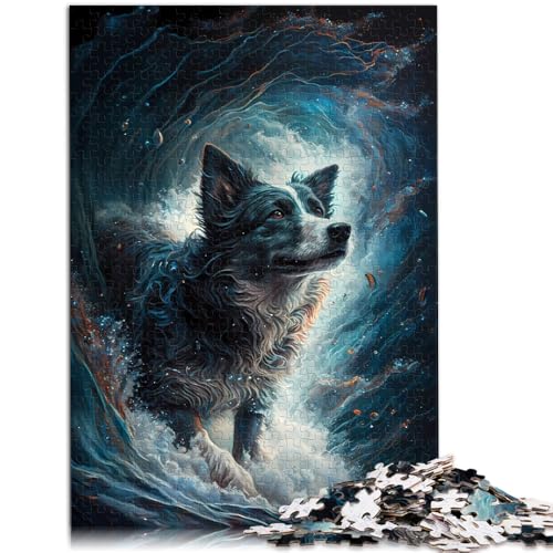 Puzzle für Erwachsene mit 1000 Teilen, Border Collie-Hund, Denkspiel, Weihnachtswunschliste mit Weihnachtsmann,50x75cm, für Jugendliche ab 14 Jahren von SYUNFEI