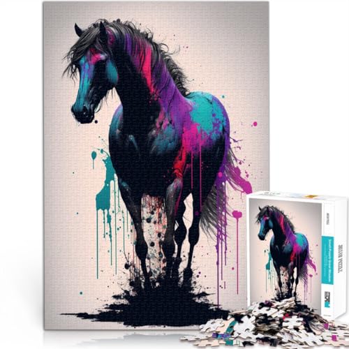 Puzzle mit 1000 Teilen für Erwachsene, Pferde, entspannendes, intellektuelles Lernspielzeug, 50 x 75 cm, für Teenager ab 14 Jahren von SYUNFEI