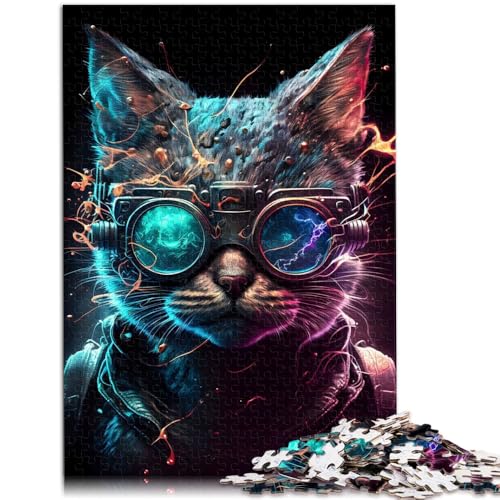Puzzle für Erwachsene, Coole Katze, 2000 Teile, 70 x 100 cm, graue Karte, Puzzle, geeignet für Erwachsene und Kinder ab 14 Jahren, tolles Geschenk für Erwachsene und Kinder von SYUNFEI