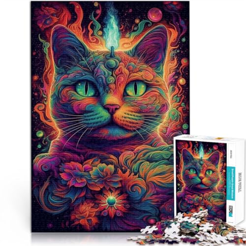 Puzzle 1000 Teile für Erwachsene, Weltraumkatzen, lustige Spiele, Familienspiel, Stressabbau, schwieriges Herausforderungspuzzle, 19,7 x 29,5 Zoll von SYUNFEI