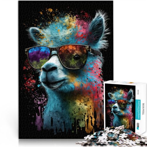 Puzzle für Erwachsene, 1000 Teile, Alpaka mit Brille, Puzzle für Lernspiel, Herausforderungsspielzeug, 50 x 75 cm, für Teenager ab 14 Jahren von SYUNFEI