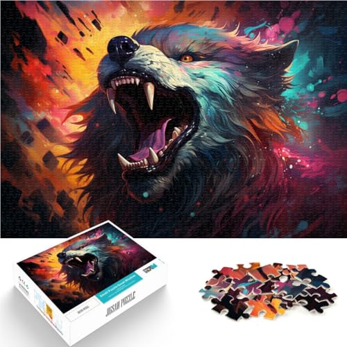 Puzzle für Erwachsene, 1000 Teile, Bunter Dämonenwolf, schwieriges und herausforderndes Weihnachtspuzzle, 50 x 75 cm, für Teenager ab 14 Jahren Puzzle für Erwachsene, 1000 Teile, Bunter Dämonenwolf, schwieriges und herausforderndes Weihnachtspuzzle, 50 x 75 cm, für Teenager ab 14 Jahren von SYUNFEI