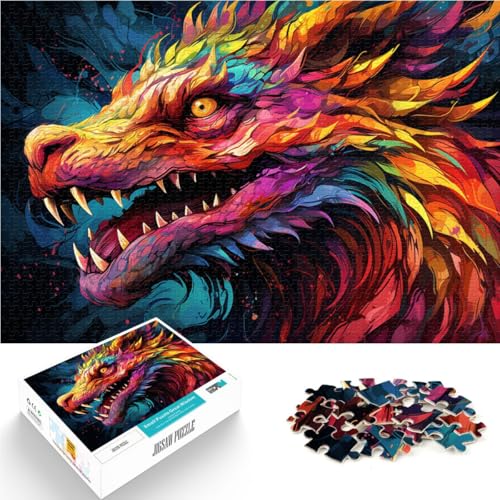 Puzzle für Erwachsene mit 1000 Teilen, buntes Dinosaurier-Spielzeug, Denkspiel, Geburtstagsgeschenk, Wanddekoration,38x52cm, für Teenager ab 14 Jahren von SYUNFEI