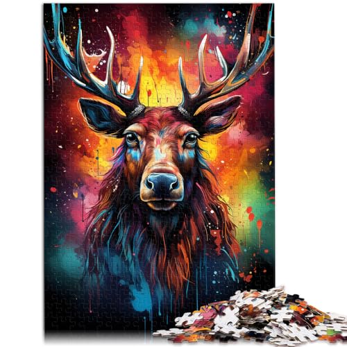 Puzzle für Erwachsene, 1000 Teile, Farbmalerei, Elch, Lernspiele, Heimdekoration, Puzzle, EIN Kunstwerk, 14,96 x 20,47 Zoll Puzzle für Erwachsene, 1000 Teile, Farbmalerei, Elch, Lernspiele, Heimdekoration, Puzzle, EIN Kunstwerk, 14,96 x 20,47 Zoll von SYUNFEI