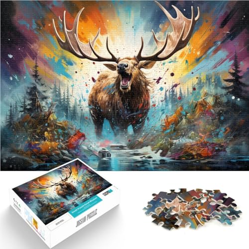 Puzzle für Erwachsene, 1000 Teile, farbenfrohes Elch-Mal-Lernpuzzle, 50 x 75 cm, für Jugendliche ab 14 Jahren Puzzle für Erwachsene, 1000 Teile, farbenfrohes Elch-Mal-Lernpuzzle, 50 x 75 cm, für Jugendliche ab 14 Jahren von SYUNFEI