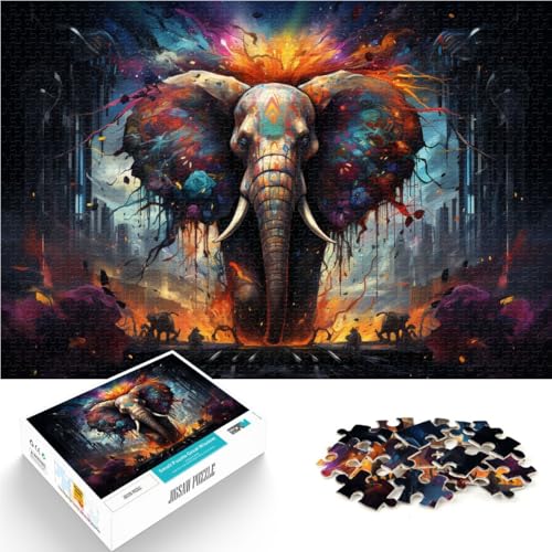 1000-teiliges Puzzle für Erwachsene, buntes Elefanten-Denkspiel mit passendem Poster und Quizblatt, 50 x 75 cm, für 14-Jährige 1000-teiliges Puzzle für Erwachsene, buntes Elefanten-Denkspiel mit passendem Poster und Quizblatt, 50 x 75 cm, für 14-Jährige von SYUNFEI