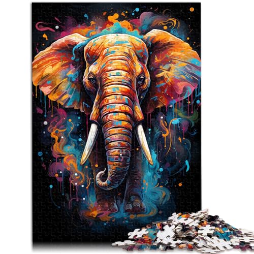 2000-teiliges Puzzle für Erwachsene, Elefantenmalerei, Denksportaufgabe mit passendem Poster und Quizblatt, 70 x 100 cm von SYUNFEI