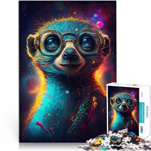 Puzzle 1000 Teile für Erwachsene Erdmännchen mit Brille Denkspiel Lernspiel für Geburtstag, Weihnachten 50 x 75 cm für Teenager ab 14 Jahren von SYUNFEI