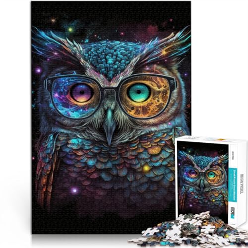 2000-teiliges Puzzle für Erwachsene, Eule mit Brille, Stressabbau-Spielzeug, Herausforderung für die Gehirnintelligenz, süchtig machendes Spielzeug, 27,56 x 39,37 Zoll, von SYUNFEI