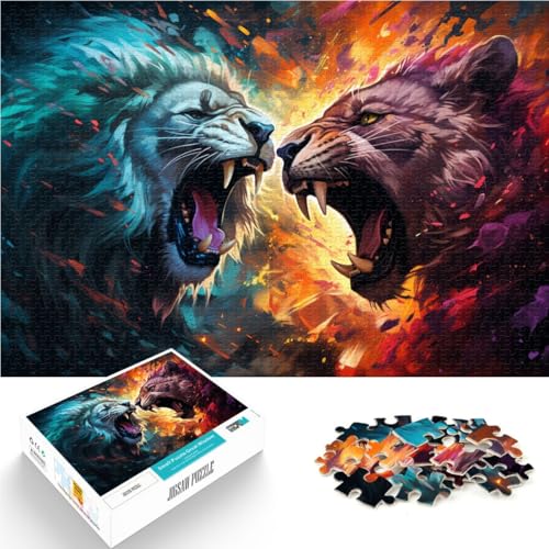 Puzzle für Erwachsene, Fantasie-Puzzle, zweiköpfiger Löwe, 2000 Teile, Puzzles für Erwachsene, 70 x 100 cm, graue Kartenpuzzles, geeignet für Erwachsene, tolles Geschenk für Weihnachten von SYUNFEI