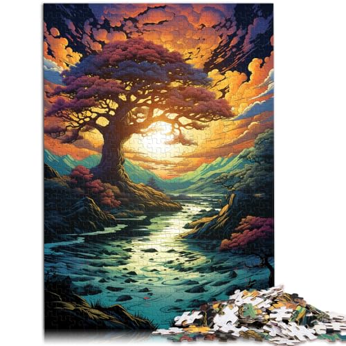 1000-teiliges Puzzle für Erwachsene, Fantasie-Sonnenuntergangsbaum, Lernspiele, Heimdekoration, Puzzle, lustiges Geschenk,38x52cm, für Teenager ab 14 Jahren von SYUNFEI