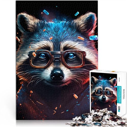 Puzzle für Erwachsene, 1000 Teile, kosmischer Waschbär mit Brille, Denkspiel zum Stressabbau, 50 x 75 cm, für Jugendliche ab 14 Jahren von SYUNFEI