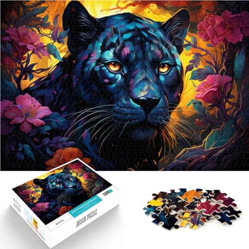 Puzzle 1000 Teile für Erwachsene Color Fantasy Black Panther Denkspiel mit passendem Poster und Quizblatt 10,27 Zoll x 14,96 Zoll von SYUNFEI