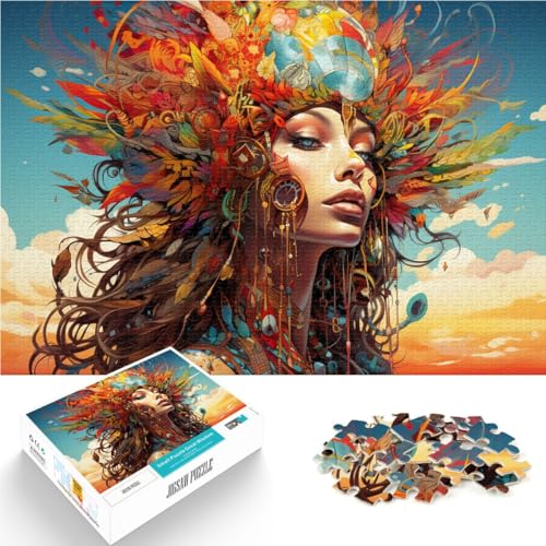Puzzle für Erwachsene, 1000 Teile, Farbige Frau, Lernspiele für Zuhause, DIY-Spielzeug, Lernspiel für Geburtstag, Weihnachten, 10,27 Zoll x 14,96 Zoll von SYUNFEI