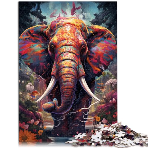 Puzzle für Erwachsene, Farbiger Elefant, Puzzle für Erwachsene, 1000 Teile, 50 x 75 cm, Holzbrett-Puzzles für Erwachsene und Kinder, Weihnachts- und Geburtstagsgeschenk von SYUNFEI