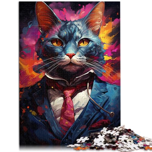 Puzzle für Erwachsene, 1000 Teile, Farbiges Katzenboss-Spielzeug, Denkspiel, ganze Familie, 50 x 75 cm, für Teenager ab 14 Jahren von SYUNFEI