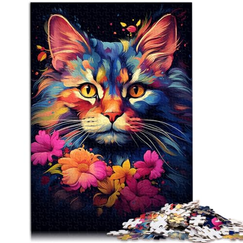 Puzzle für Erwachsene, 1000 Teile, Bunte psychedelische Katze, Puzzle für Lernspiele, Herausforderung, Spielzeug, Geschenkideen, 50 x 75 cm, für 14-Jährige von SYUNFEI