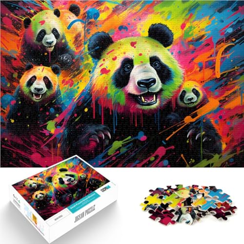 2000-teiliges Puzzle für Erwachsene, Farbpanda, Spielzeug, Denkspiel, Wanddekoration, einzigartige Geburtstags, 27,56 x 39,37 Zoll von SYUNFEI