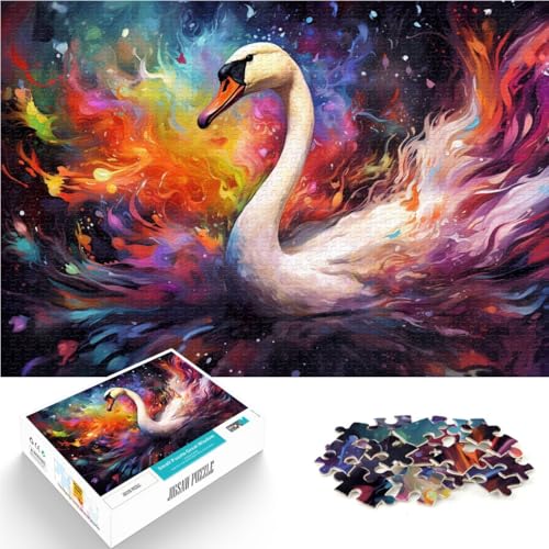 Puzzle Erwachsene, 1000 Teile, Farbschwan, DIY-Puzzle-Spielzeug. Helfen Sie dem Gehirn, süchtig machendes Spielzeug zu trainieren und Geduld zu fördern. 14,96 Zoll x 20,47 Zoll von SYUNFEI