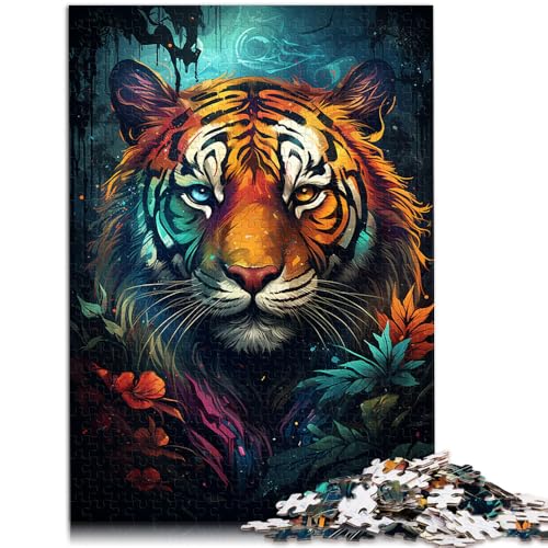 1000-teiliges Puzzle für Erwachsene, Malen, Farbiger Tiger, Puzzle für Lernspiele, Herausforderungsspielzeug, Verbesserung des Gedächtnisses, 10,27 x 14,96 Zoll 1000-teiliges Puzzle für Erwachsene, Malen, Farbiger Tiger, Puzzle für Lernspiele, Herausforderungsspielzeug, Verbesserung des Gedächtnisses, 10,27 x 14,96 Zoll von SYUNFEI