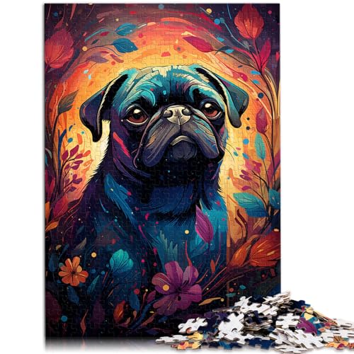 Puzzle für Erwachsene, 1000 Teile, Gemälde eines Mopses, Puzzlespiel, Wanddekoration, einzigartige Geburtstags, 14,96 x 20,47 Zoll von SYUNFEI