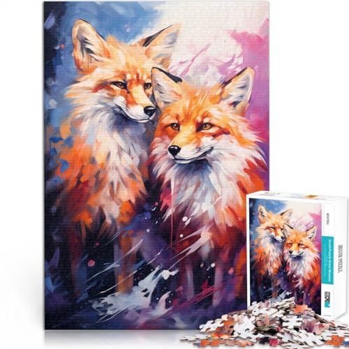 1000-teiliges Puzzle für Erwachsene, Rotfüchse malen, Quizspiel, 14,96 x 20,47 Zoll, Wanddekoration, einzigartige Geburtstags von SYUNFEI