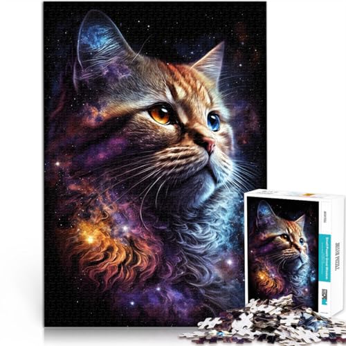 Puzzle für Erwachsene, 1000 Teile, Galaxy Cat-Denkspiel mit passendem Poster und Quizblatt, 19,7 x 29,5 Zoll, geeignet für Jugendliche ab 14 Jahren von SYUNFEI