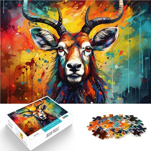 Puzzle 1000 Teile für Erwachsene, Hirschmalerei, Lernspiel, Herausforderungsspielzeug, ganze Familie,38x52cm Puzzle 1000 Teile für Erwachsene, Hirschmalerei, Lernspiel, Herausforderungsspielzeug, ganze Familie,38x52cm von SYUNFEI