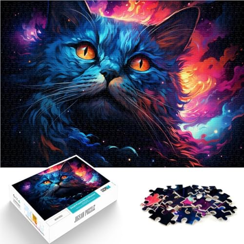 Puzzle 1000 Teile für Erwachsene, Bunte Katze, Lernspiel, Herausforderungsspielzeug, Lernspiel für Geburtstag, Weihnachten,50x75cm von SYUNFEI