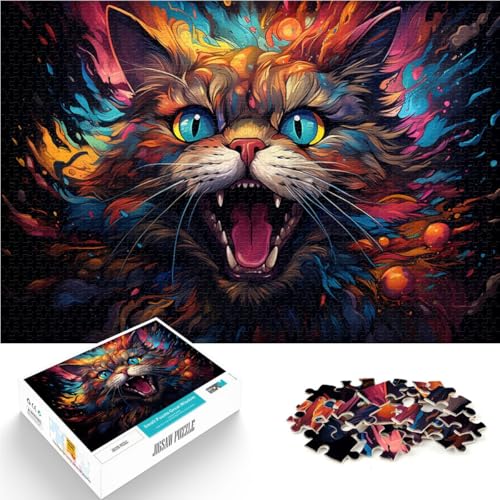 Puzzle 1000 Teile für Erwachsene Katzen und Blumen Denkspiel mit vollständig ineinander greifenden, zufällig geformten Teilen 14,96 Zoll x 20,47 Zoll von SYUNFEI