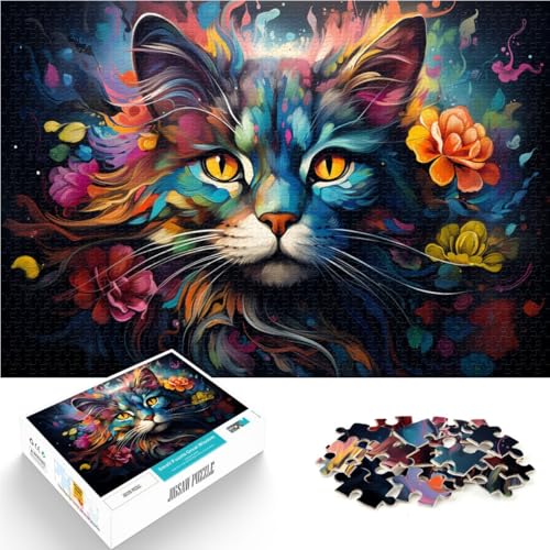 1000-teiliges Puzzle für Erwachsene, Katzen und Blumen, Lernspiel, Herausforderungsspielzeug, Lernspiel für Geburtstag, Weihnachten, 14,96 x 20,47 Zoll von SYUNFEI