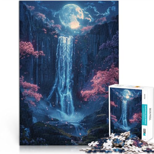 Puzzle für Erwachsene, Kirschblüten-Wasserfall, 1000 Teile, 50 x 75 cm, Holzbrettpuzzle, Lernpuzzle für Jugendliche und Kinder von SYUNFEI