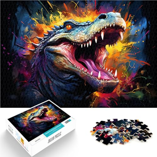 Puzzle für Erwachsene, Krokodil, 1000 Teile, 50 x 75 cm, Holzbrettpuzzle für Erwachsene und Kinder ab 14 Jahren, Puzzle-Wanddekoration von SYUNFEI