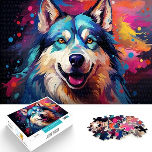 1000-teiliges Puzzle für Erwachsene, farbenfrohes Husky-Puzzle, Lernspiele mit passendem Poster und Quizblatt,38x52cm, für Teenager ab 14 Jahren 1000-teiliges Puzzle für Erwachsene, farbenfrohes Husky-Puzzle, Lernspiele mit passendem Poster und Quizblatt,38x52cm, für Teenager ab 14 Jahren von SYUNFEI