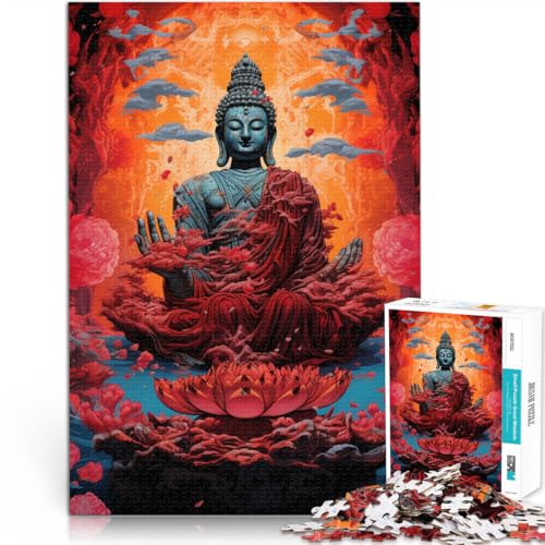 Puzzle 1000 Teile für Erwachsene Kunst Buddha-Statue Denkspiel mit vollständig ineinander greifenden, zufällig geformten Teilen 14,96 Zoll x 20,47 Zoll von SYUNFEI