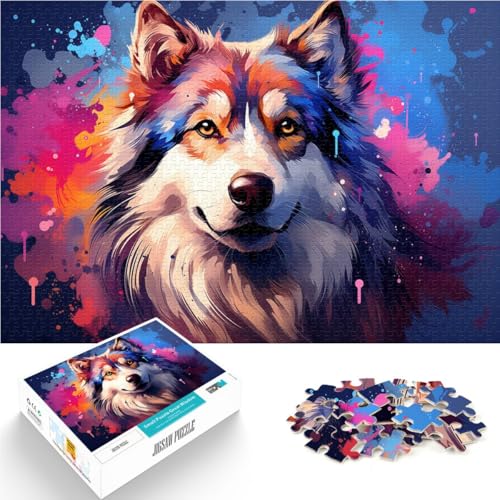 Puzzle für Erwachsene, 1000 Teile, farbenfrohes Husky-Puzzle für Lernspiele, Herausforderungsspielzeug, tolles Geschenk, 50 x 75 cm, geeignet für Jugendliche ab 14 Jahren von SYUNFEI