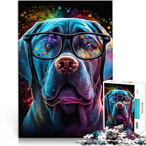 1000-teiliges Puzzle für Erwachsene, Labrador mit Brille, Lernspiel, Herausforderungsspielzeug, tolle Geschenke und Spielzeuge, 50 x 75 cm, 1000-teiliges Puzzle für Erwachsene, Labrador mit Brille, Lernspiel, Herausforderungsspielzeug, tolle Geschenke und Spielzeuge, 50 x 75 cm, von SYUNFEI