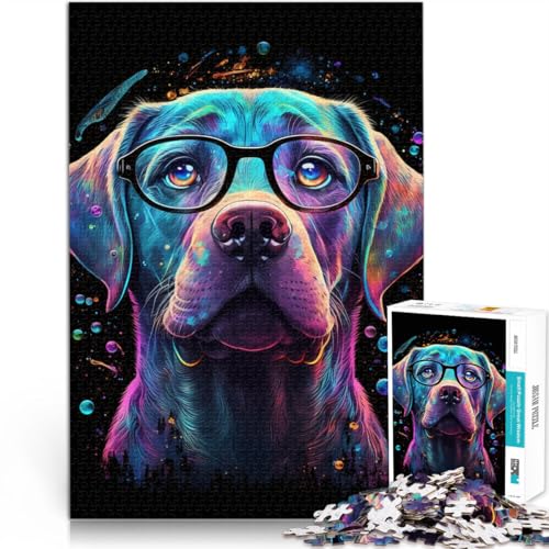 Puzzle 2000 Teile für Erwachsene, Labrador mit Brille, Cartoon-Puzzle, tolle Geschenke und Spielzeuge, 27,56 x 39,37 Zoll, für Teenager ab 14 Jahren von SYUNFEI