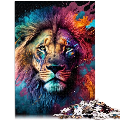 Puzzle für Erwachsene, 1000 Teile, farbenfrohes Löwengemälde, Lernspiele, Heimdekoration, Puzzle, EIN Kunstwerk, 50 x 75 cm von SYUNFEI