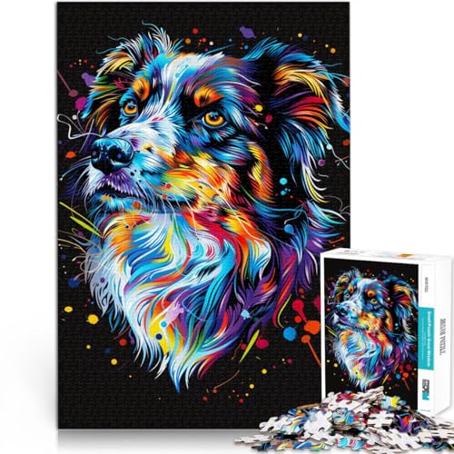 2000-teiliges Puzzle für Erwachsene, Miniatur-Amerikanischer Schäferhund, Puzzle für Lernspiele, Herausforderungsspielzeug, EIN Kunstwerk, 27,56 x 39,37 Zoll von SYUNFEI