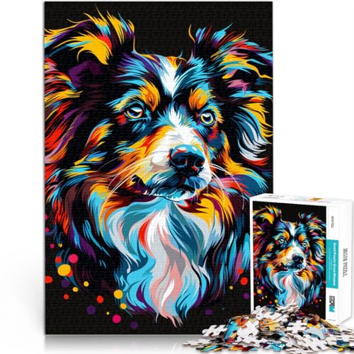 Puzzle für Erwachsene, 1000 Teile, Miniatur-Amerikanischer Schäferhund, das Puzzle, Weihnachtspuzzle, Geschenke, 14,96 x 20,47 Zoll, für 14-Jährige von SYUNFEI
