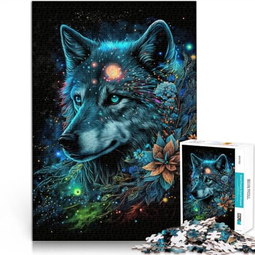 1000-teiliges Puzzle für Erwachsene, Weltraumwolf und Blumen, Lernspielzeug, 38x52cm, für Teenager ab 14 Jahren 1000-teiliges Puzzle für Erwachsene, Weltraumwolf und Blumen, Lernspielzeug, 38x52cm, für Teenager ab 14 Jahren von SYUNFEI