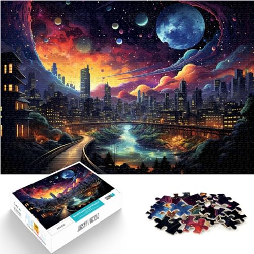 Puzzle 1000 Teile für Erwachsene, Neon-Technologie-Stadt, als Geschenk, Geburtstagsgeschenk, Wanddekoration, 50 x 75 cm, für Teenager ab 14 Jahren von SYUNFEI